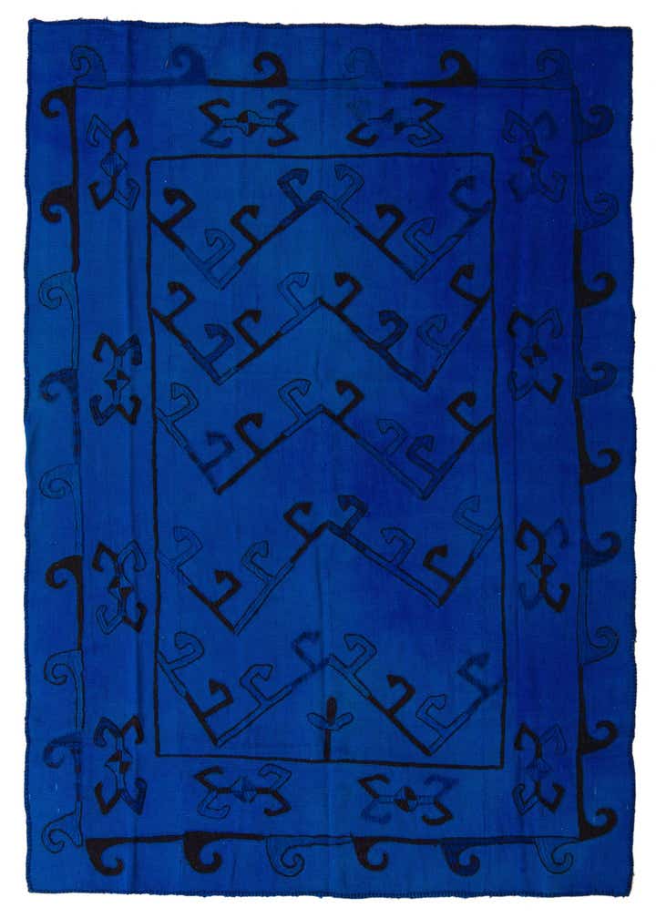 4' 8 x 6' 7 Hand Woven Kilim Suzani Wool Rug