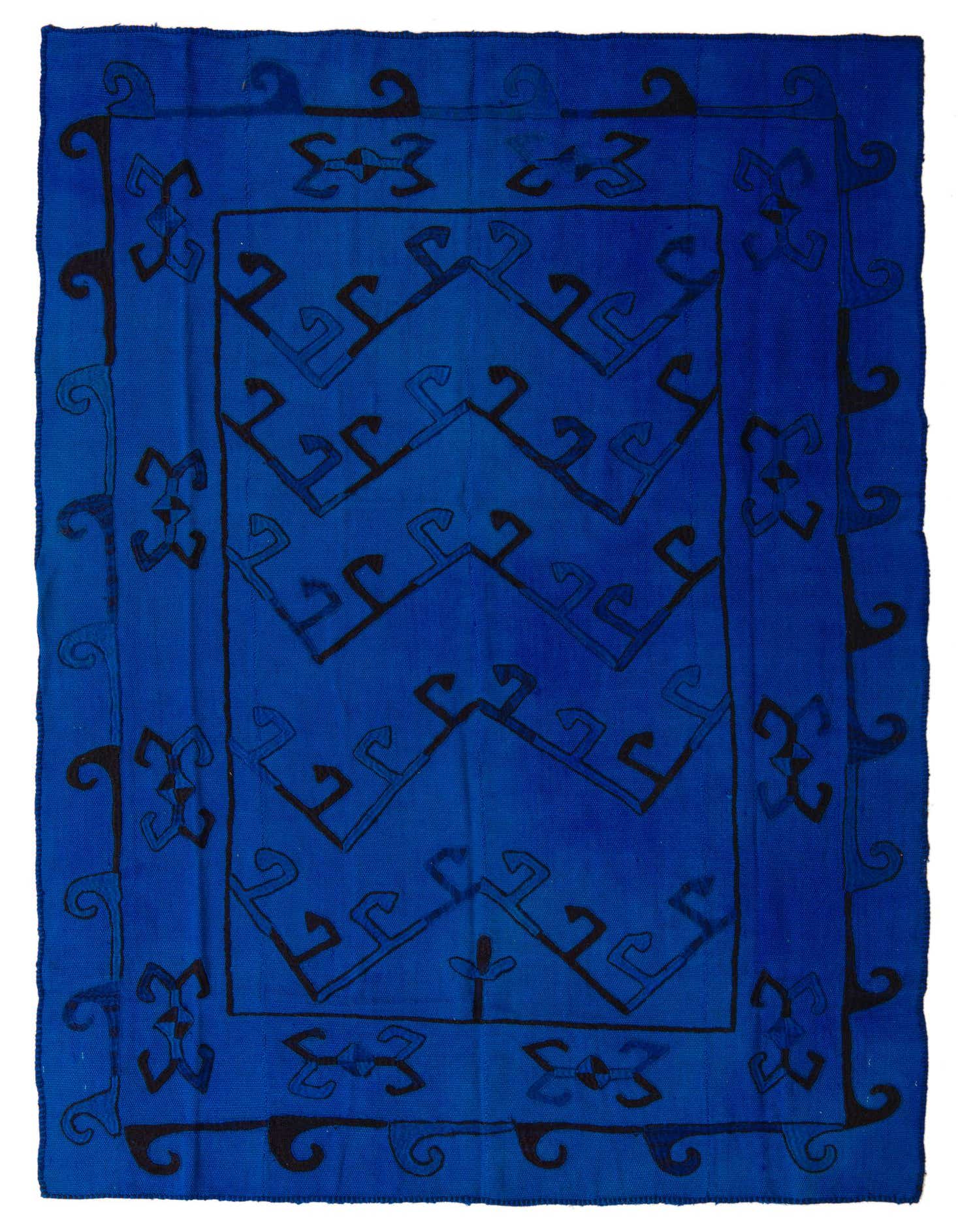 4' 8 x 6' 7 Hand Woven Kilim Suzani Wool Rug