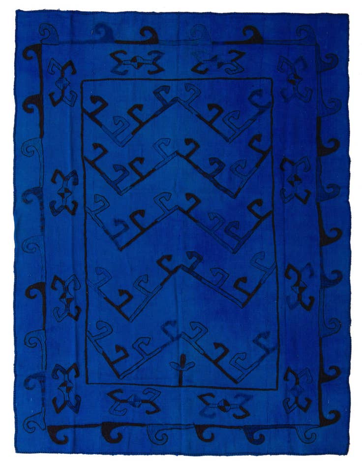 Detail image of 4' 8 x 6' 7 Hand Woven Kilim Suzani Wool Rug