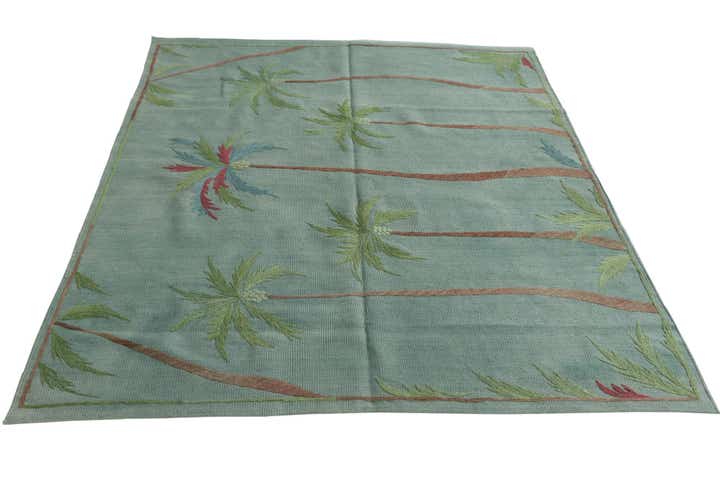 5' 2 x 6' 3 Hand Woven Kilim Suzani Wool Rug
