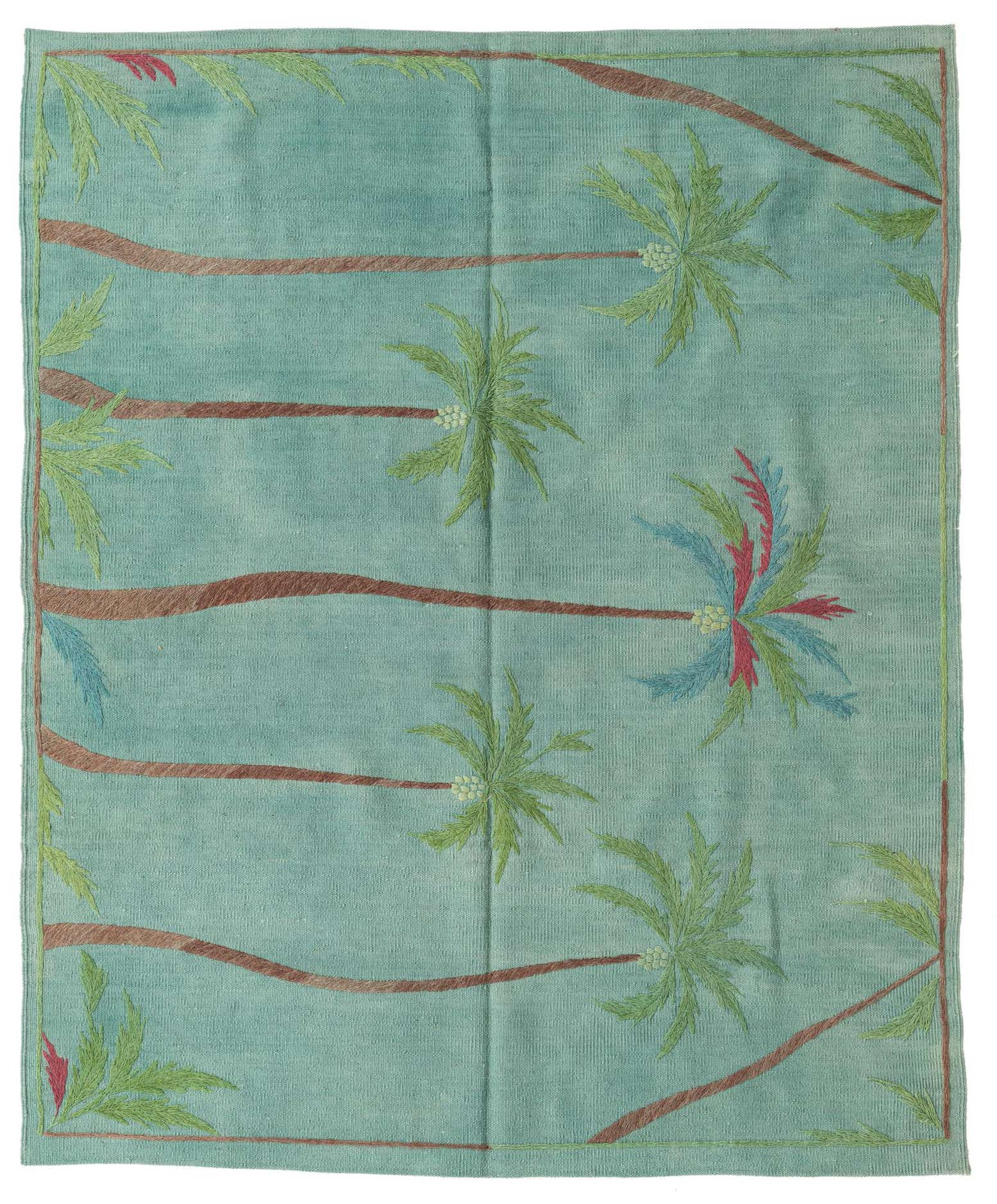 5' 2 x 6' 3 Hand Woven Kilim Suzani Wool Rug