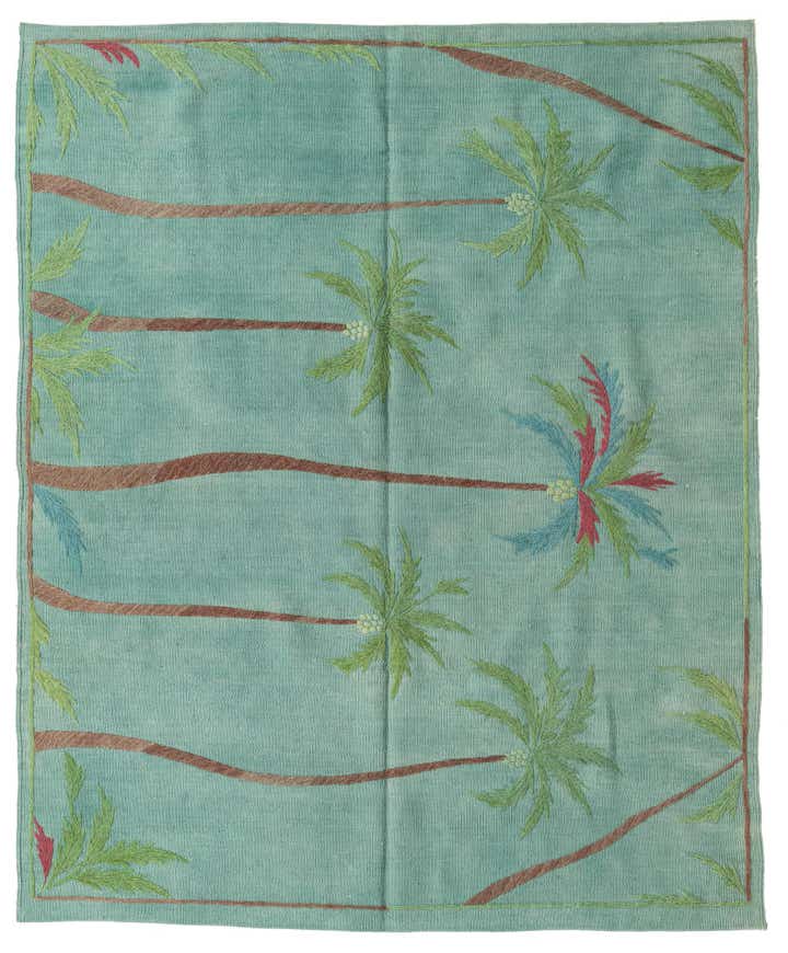 5' 2 x 6' 3 Hand Woven Kilim Suzani Wool Rug