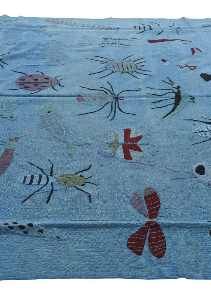 6' 9 x 9' 1 Hand Woven Kilim Suzani Wool Rug
