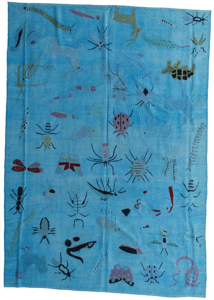 6' 9 x 9' 1 Hand Woven Kilim Suzani Wool Rug
