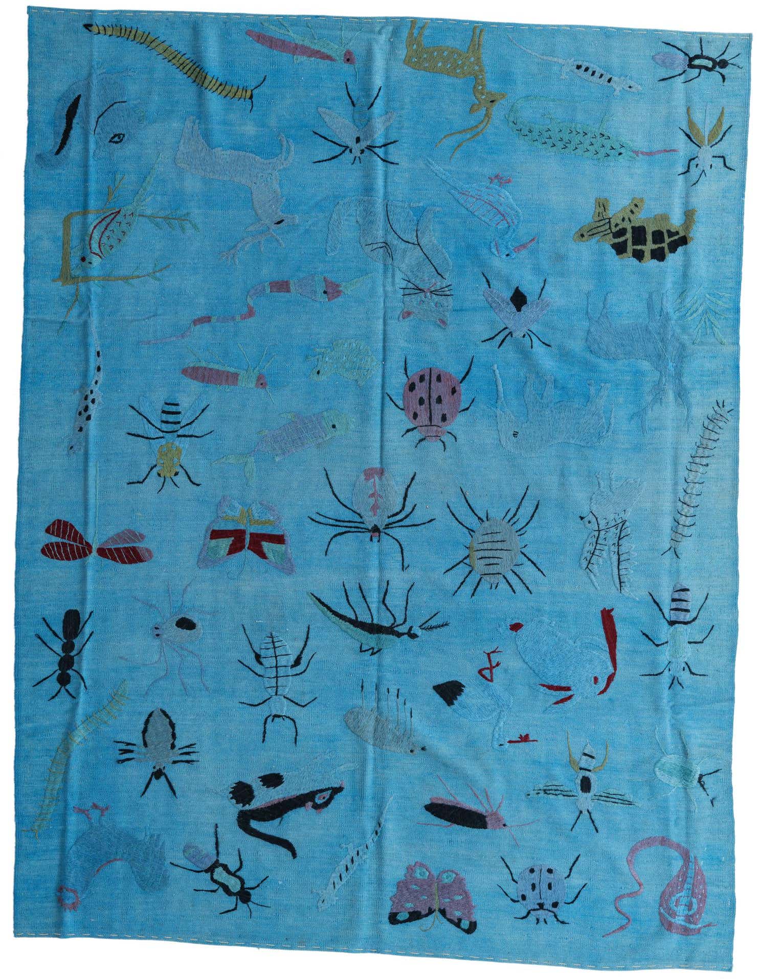 6' 9 x 9' 1 Hand Woven Kilim Suzani Wool Rug