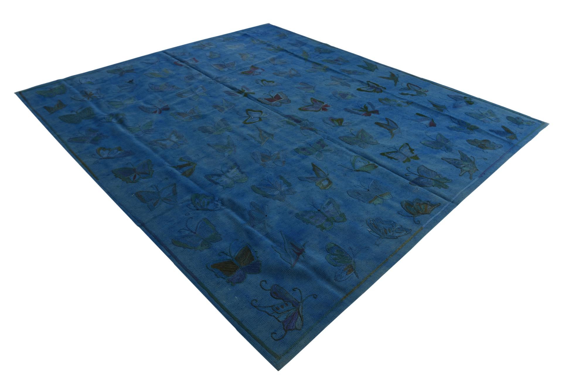 8' 1 x 9' 3 Hand Woven Kilim Suzani Wool Rug