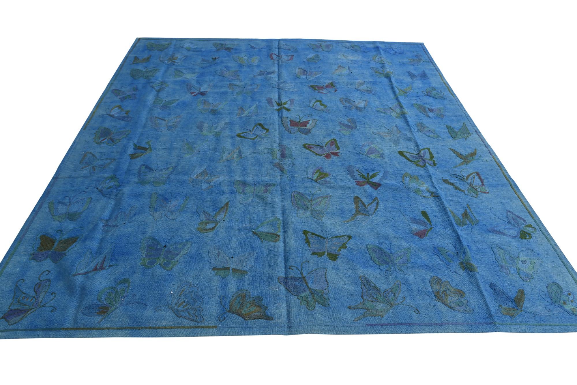 8' 1 x 9' 3 Hand Woven Kilim Suzani Wool Rug