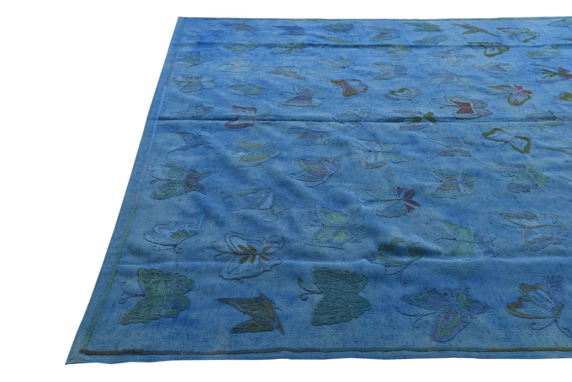 8' 1 x 9' 3 Hand Woven Kilim Suzani Wool Rug