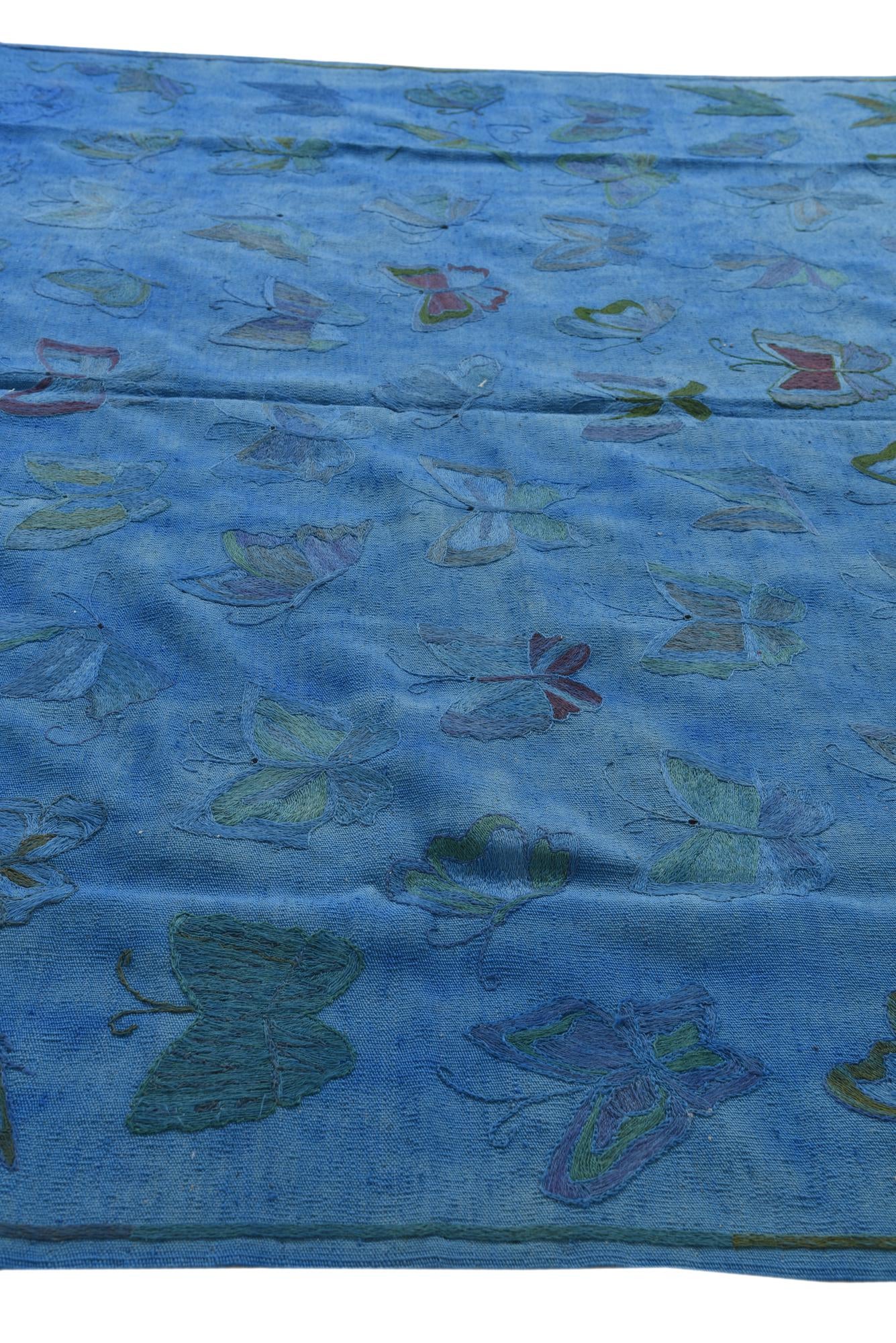 8' 1 x 9' 3 Hand Woven Kilim Suzani Wool Rug