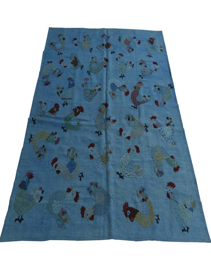 Detail image of 5' 3 x 6' 2  Hand Woven Kilim Suzani Wool Rug