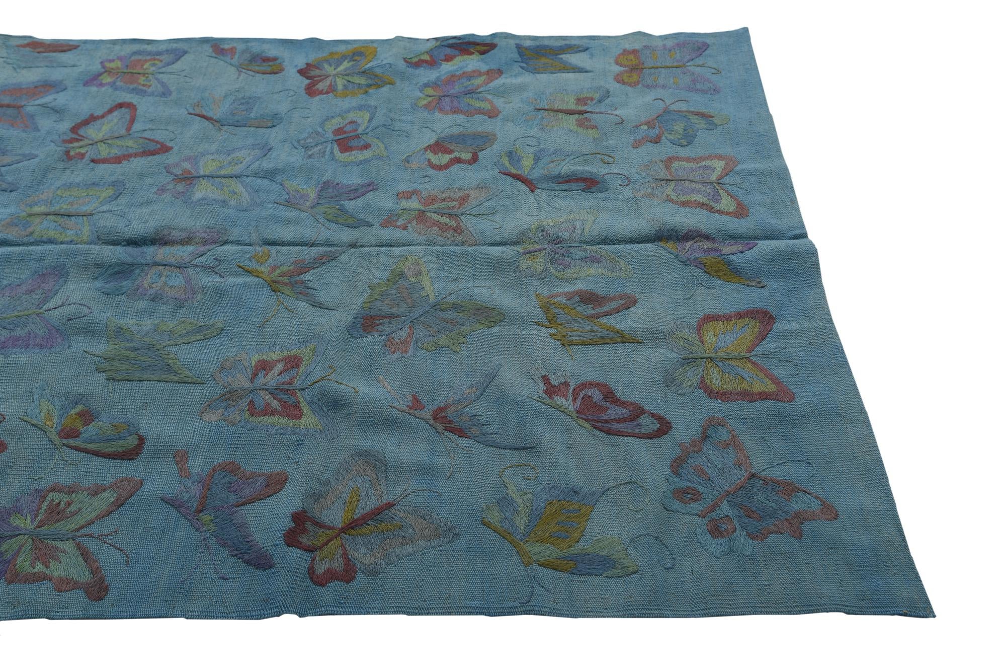 4' 9 x 6' 2 Hand Woven Kilim Suzani Wool Rug