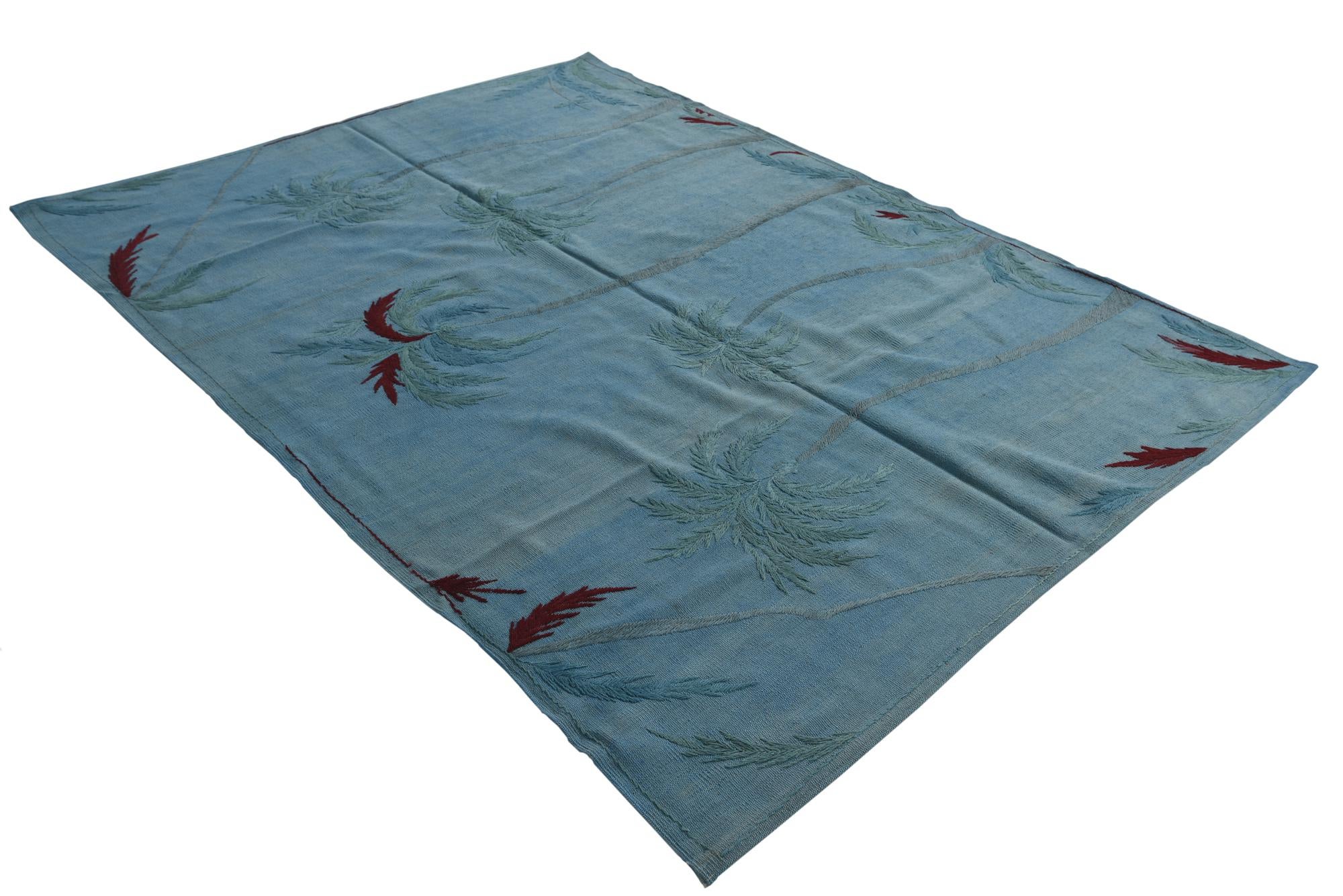 5' 9 x 7' 7 Hand Woven Kilim Suzani Wool Rug