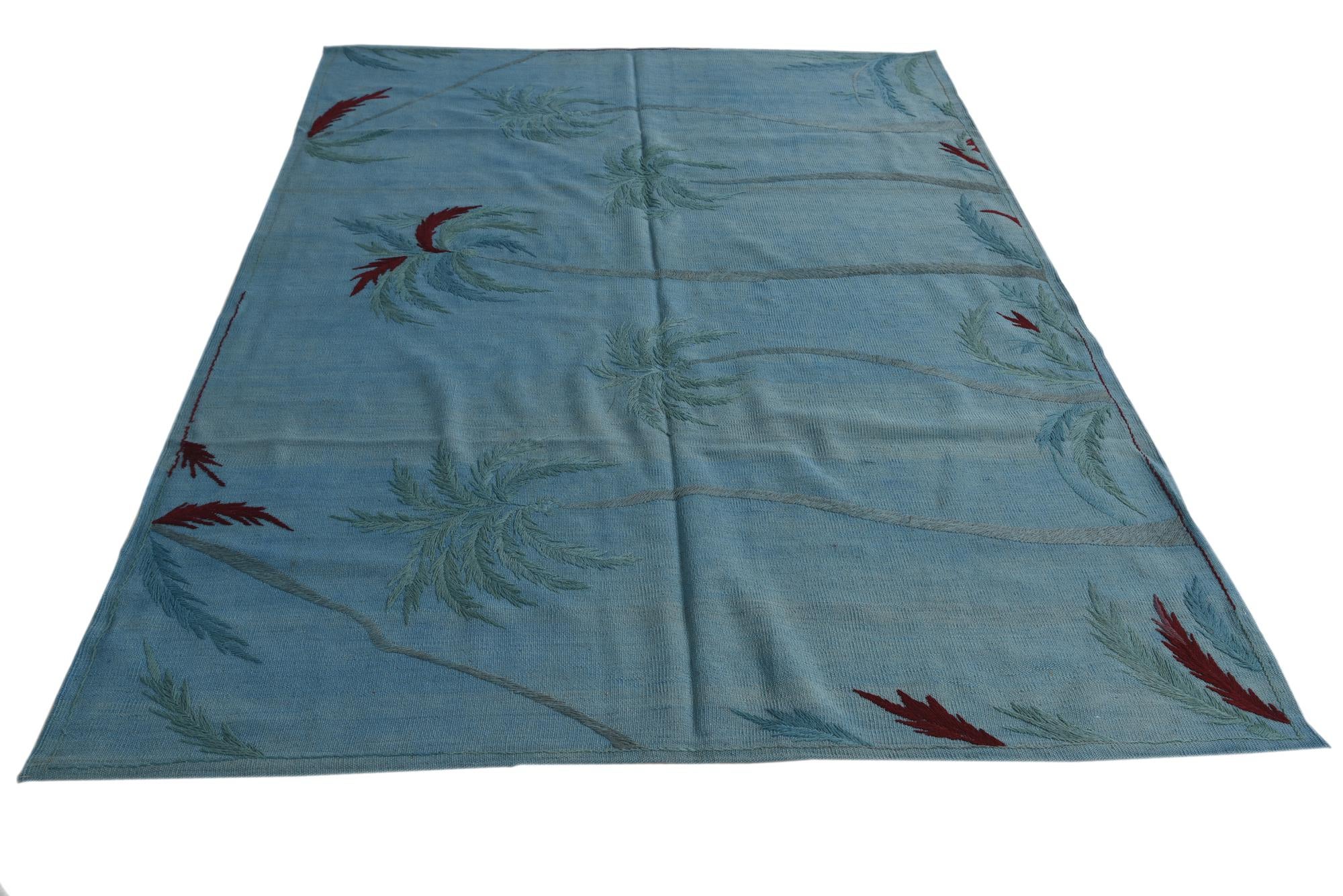 5' 9 x 7' 7 Hand Woven Kilim Suzani Wool Rug