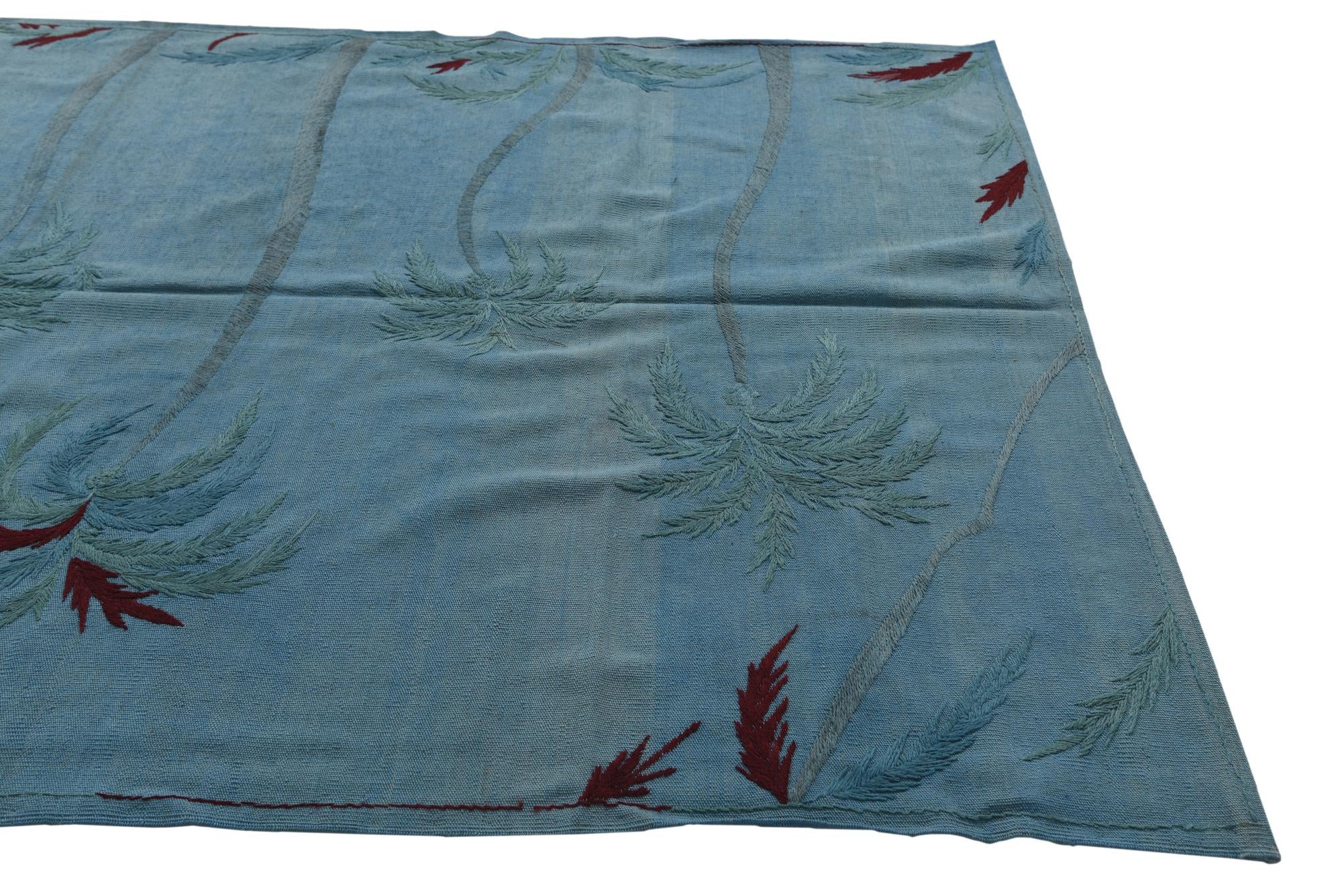 5' 9 x 7' 7 Hand Woven Kilim Suzani Wool Rug