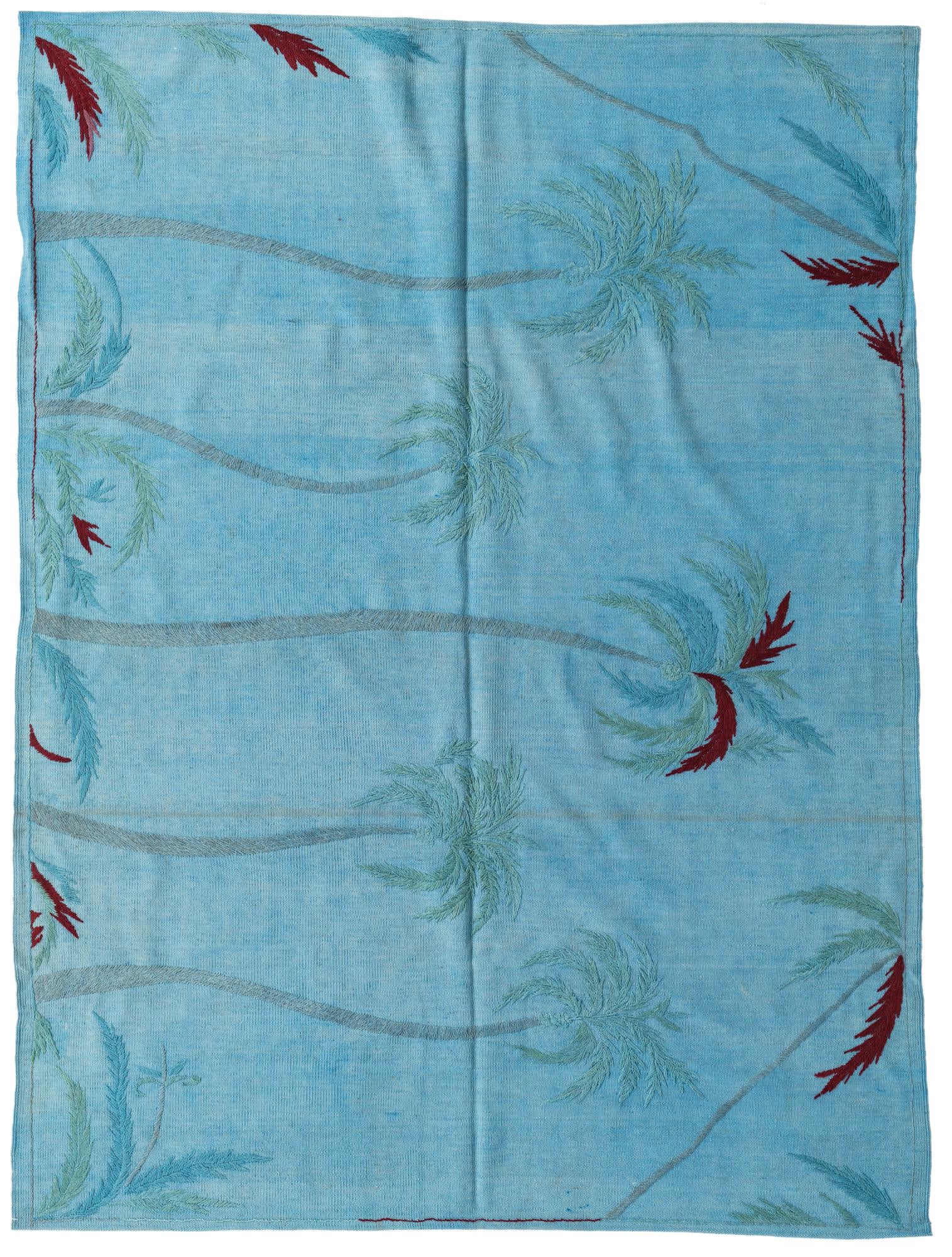 5' 9 x 7' 7 Hand Woven Kilim Suzani Wool Rug