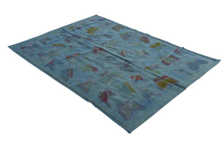 4' 3 x 5' 8 Hand Woven Kilim Suzani Wool Rug