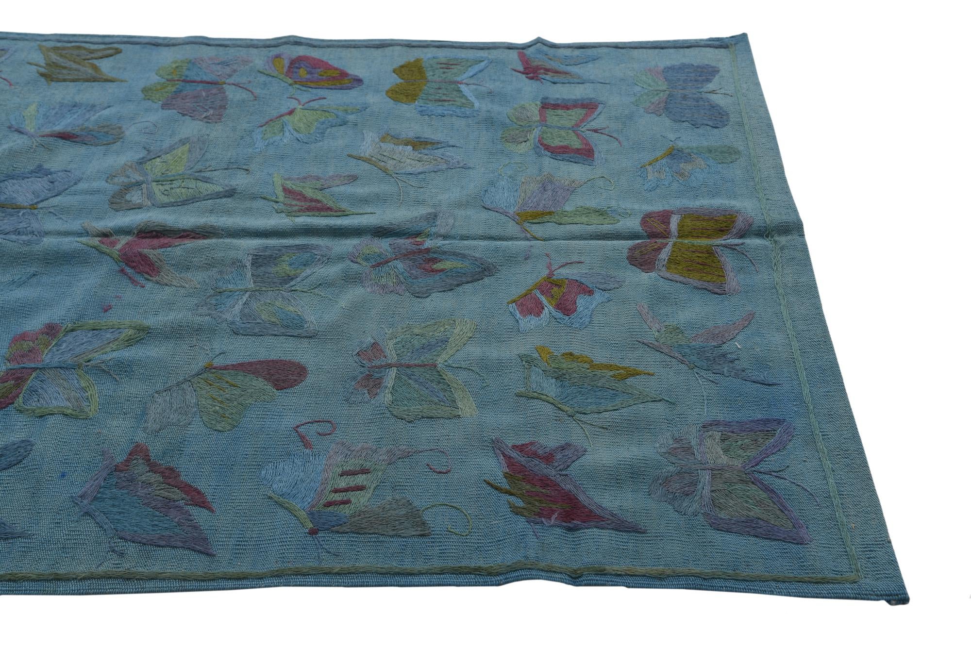 4' 3 x 5' 8 Hand Woven Kilim Suzani Wool Rug