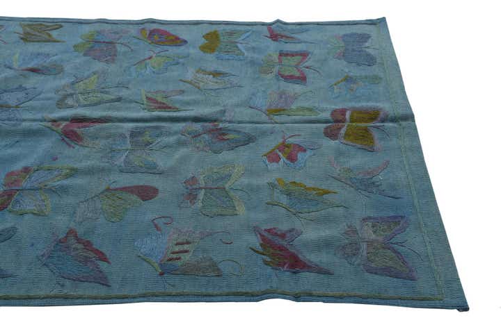 4' 3 x 5' 8 Hand Woven Kilim Suzani Wool Rug