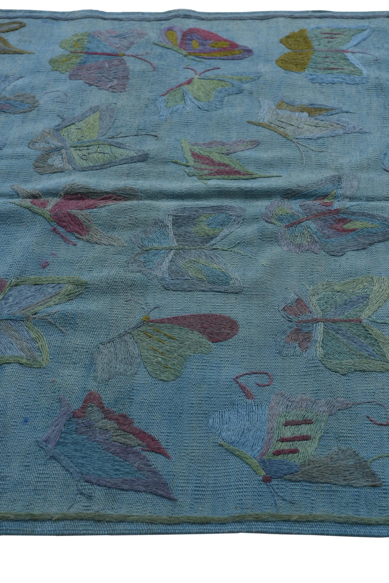 4' 3 x 5' 8 Hand Woven Kilim Suzani Wool Rug
