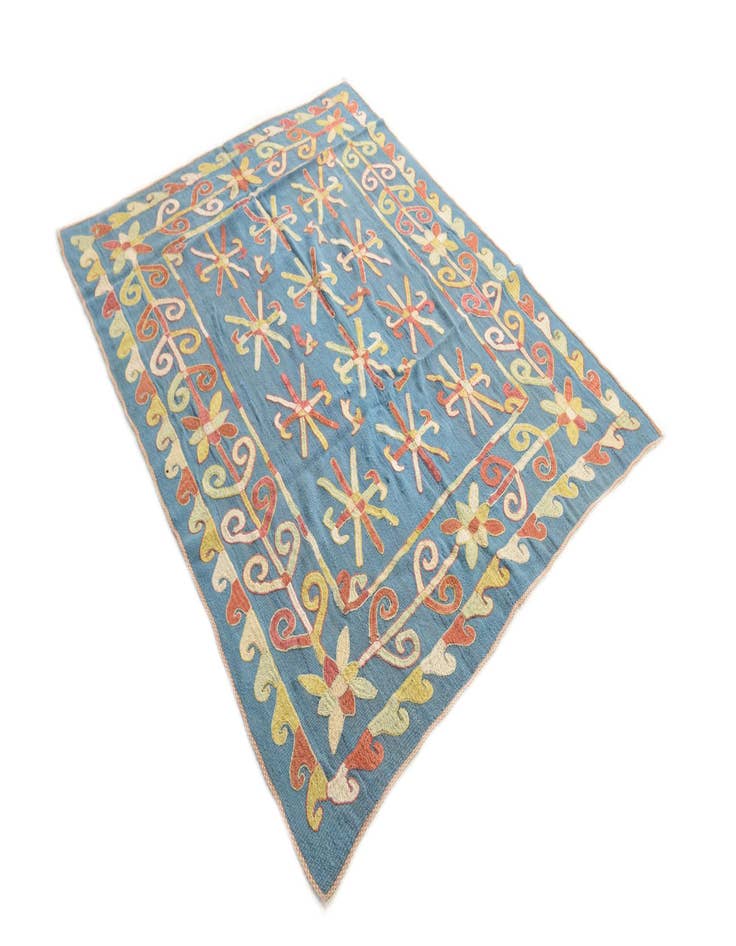 Detail image of 5' 6 x 7' Hand Woven Kilim Suzani Wool Rug