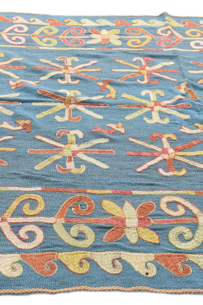 5' 6 x 7' Hand Woven Kilim Suzani Wool Rug