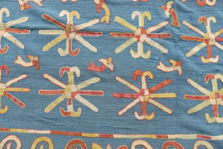 5' 6 x 7' Hand Woven Kilim Suzani Wool Rug