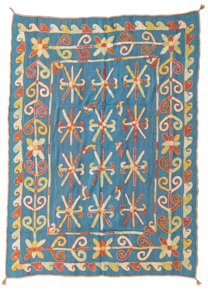 5' 6 x 7' Hand Woven Kilim Suzani Wool Rug