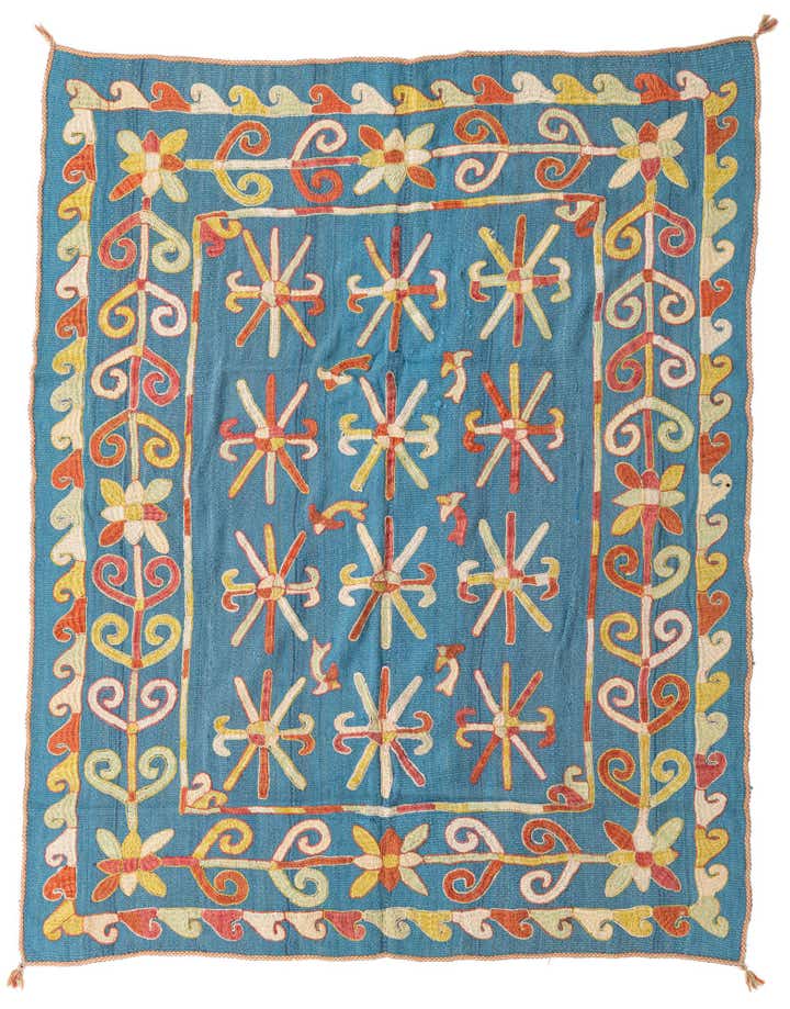 5' 6 x 7' Hand Woven Kilim Suzani Wool Rug