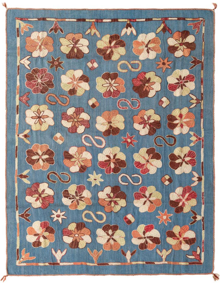 Detail image of 5' 8 x 7' 2 Hand Woven Kilim Suzani Wool Rug