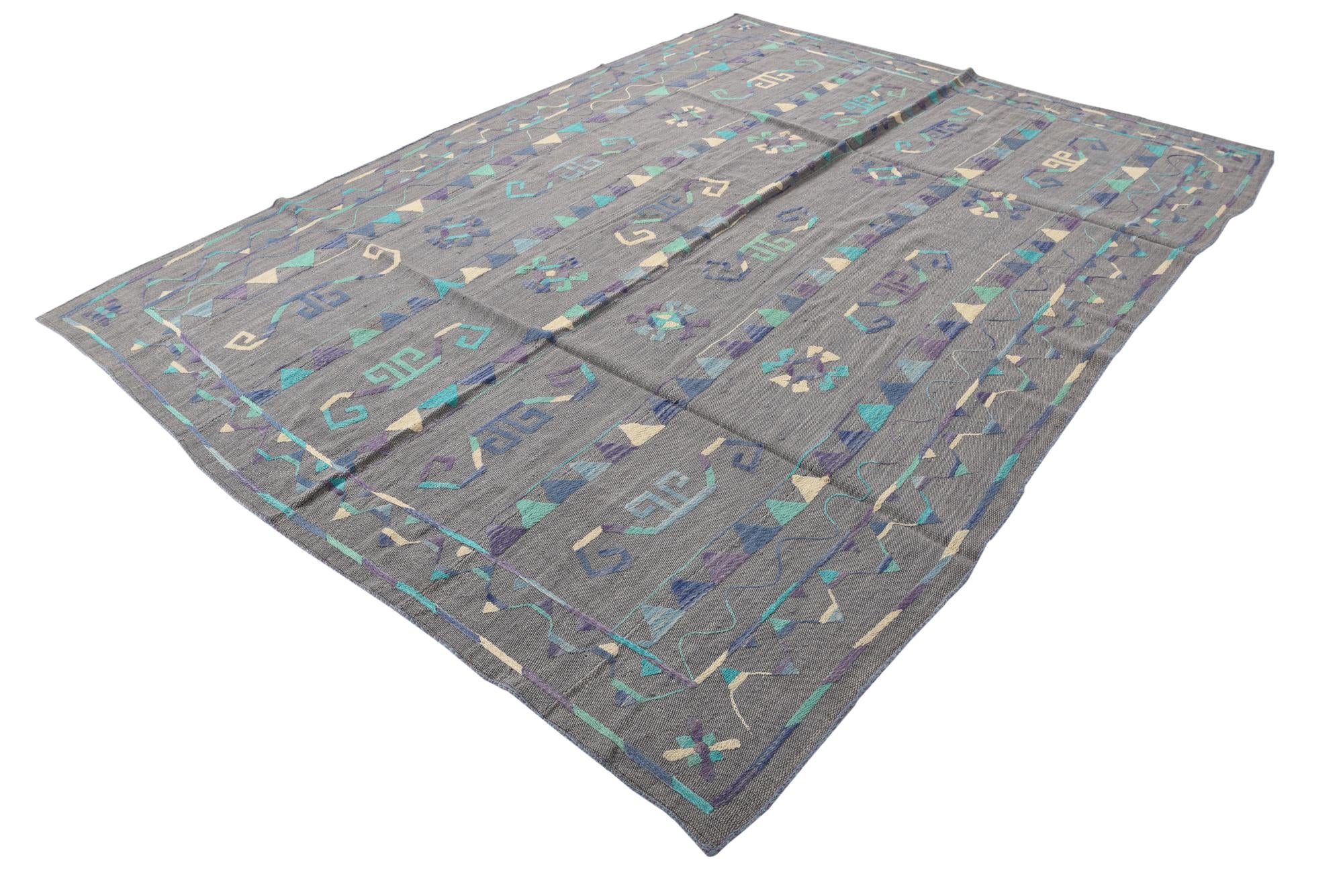 6' 5 x 8' 8 Hand Woven Kilim Suzani Wool Rug
