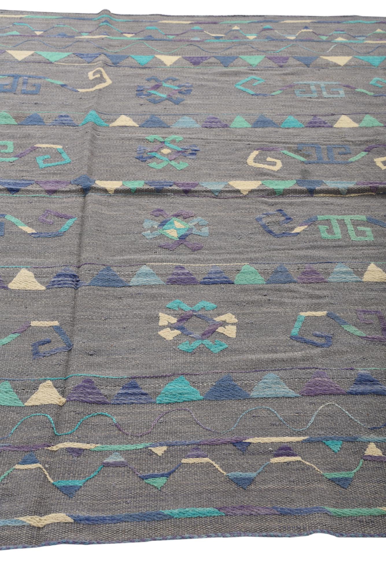 6' 5 x 8' 8 Hand Woven Kilim Suzani Wool Rug