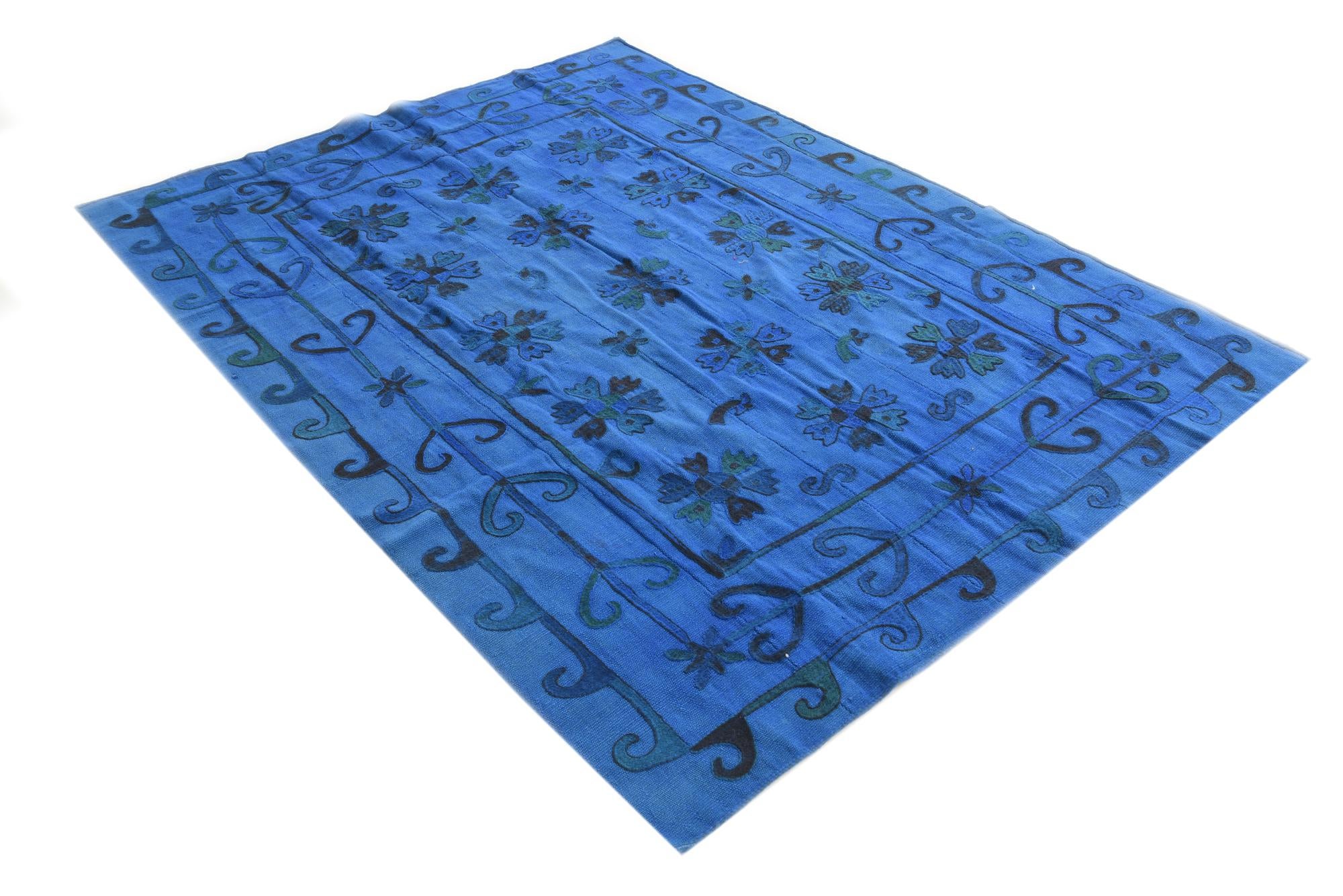 5' 8 x 7' 5 Hand Woven Kilim Suzani Wool Rug
