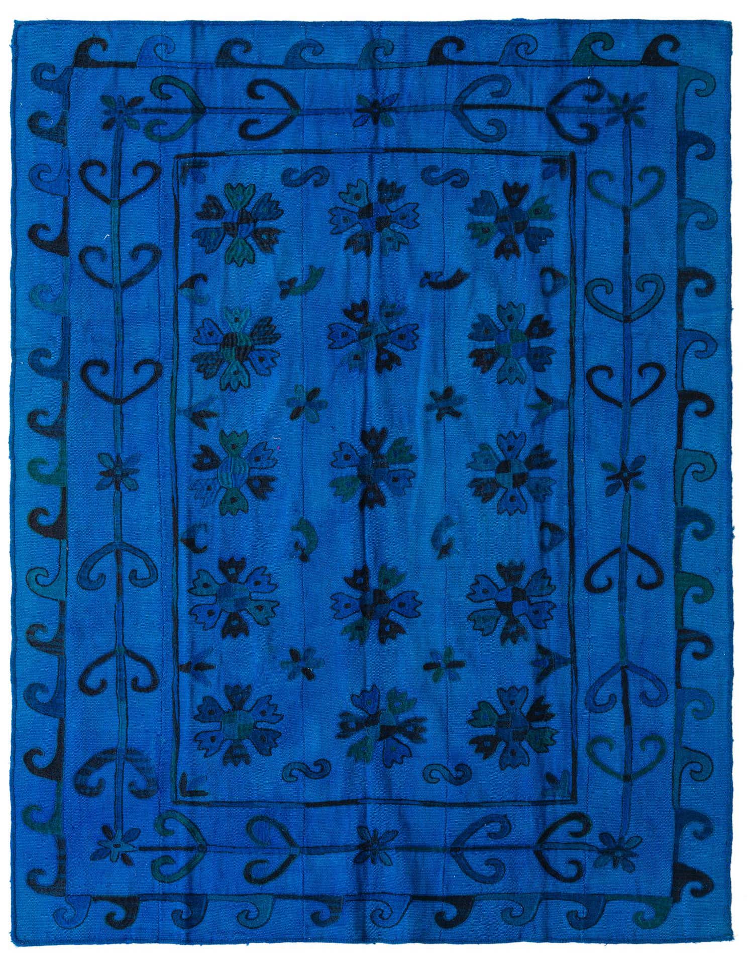 5' 8 x 7' 5 Hand Woven Kilim Suzani Wool Rug