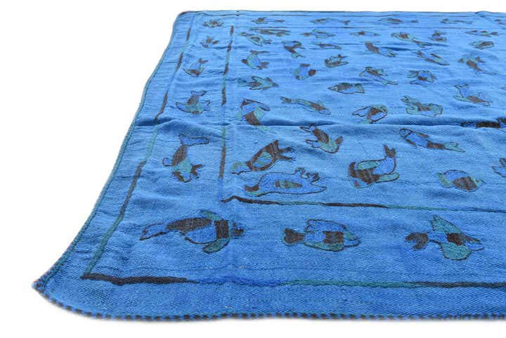 5' 9 x 7' 8 Hand Woven Kilim Suzani Wool Rug
