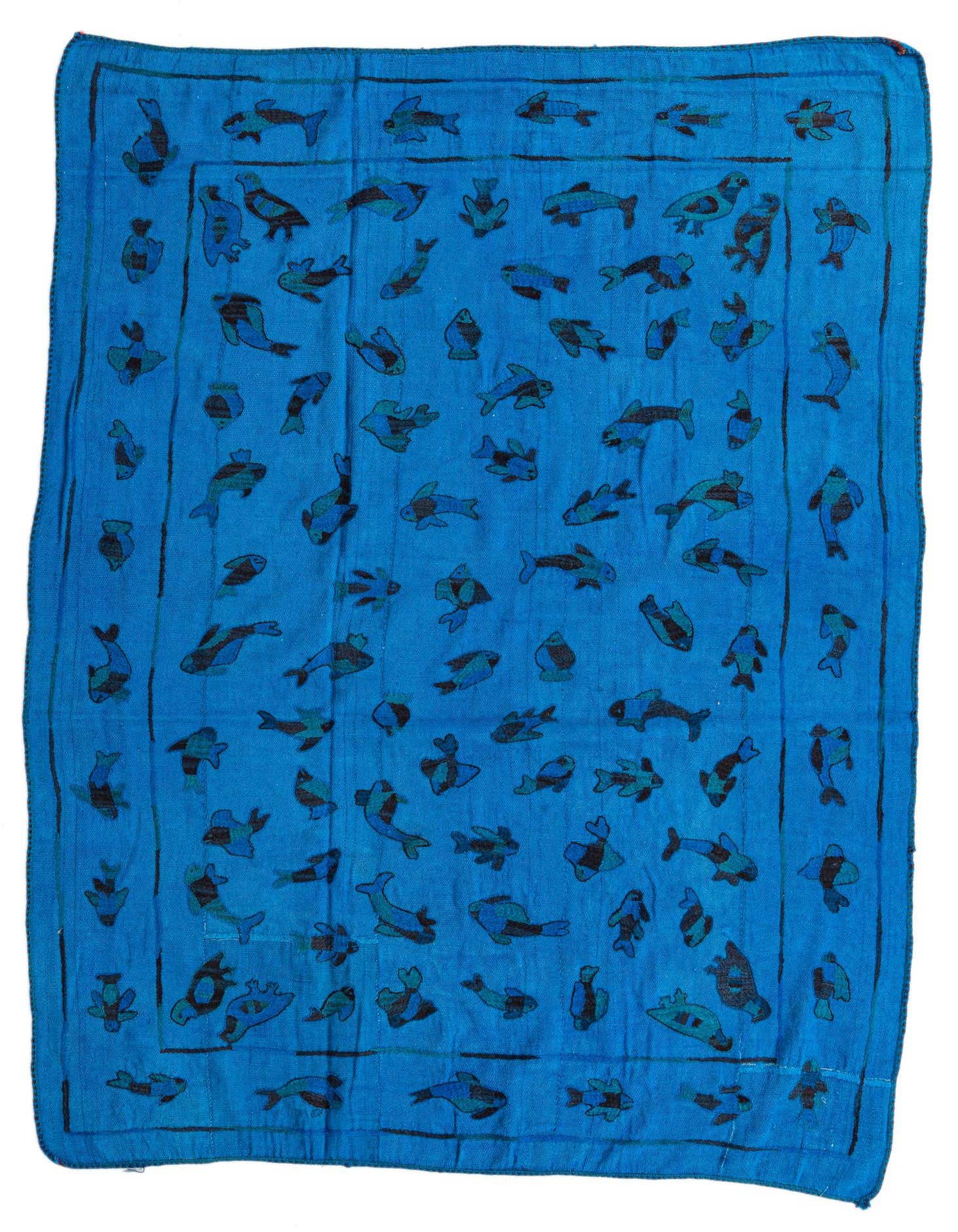 5' 9 x 7' 8 Hand Woven Kilim Suzani Wool Rug