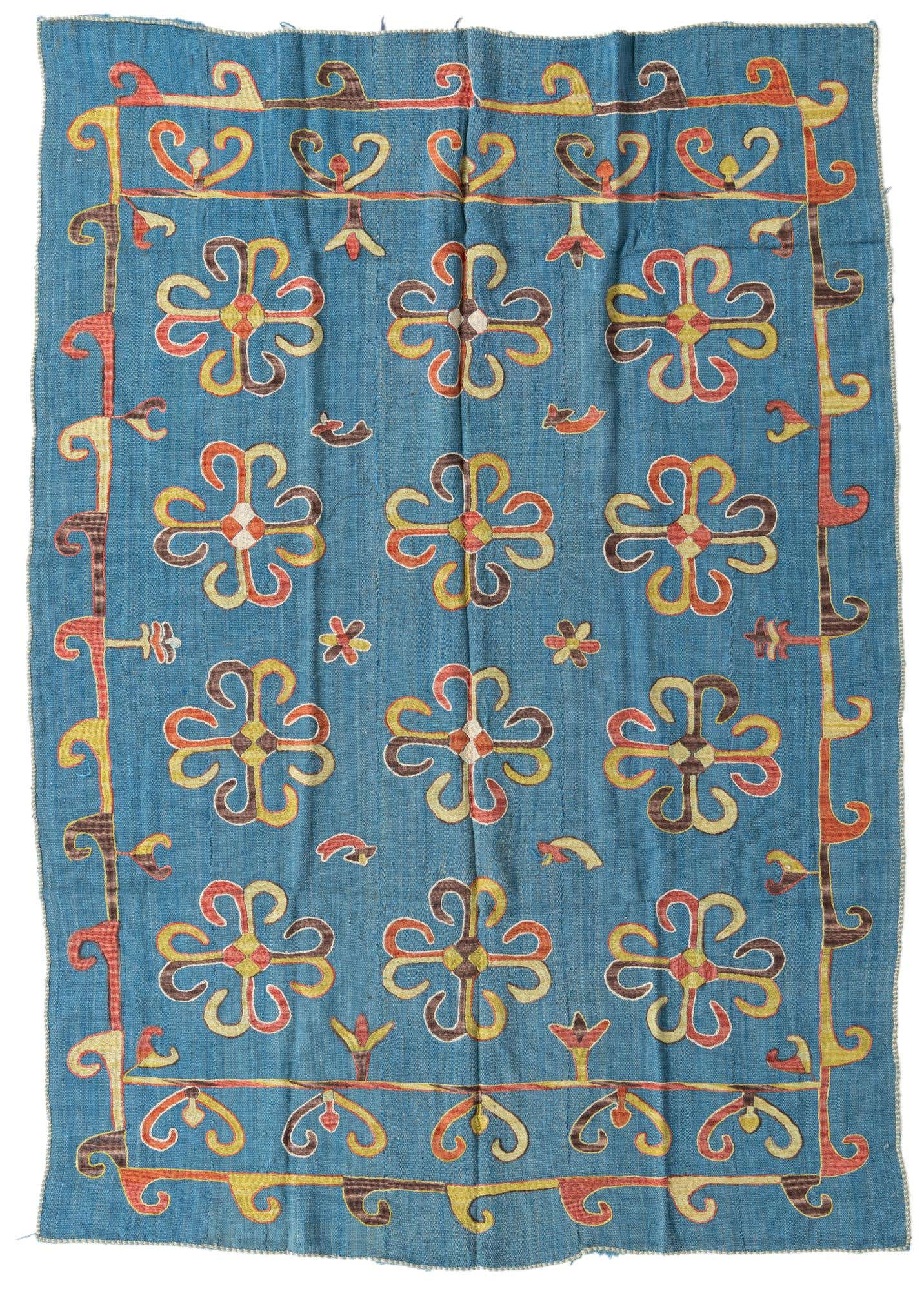 5' 6 x 7' 8 Hand Woven Kilim Suzani Wool Rug