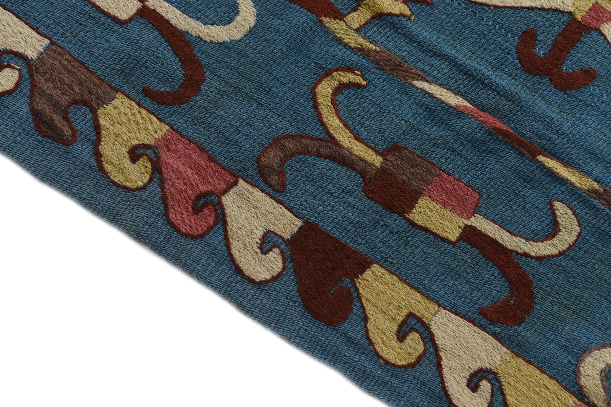 5' 9 x 7' 5 Hand Woven Kilim Suzani Wool Rug