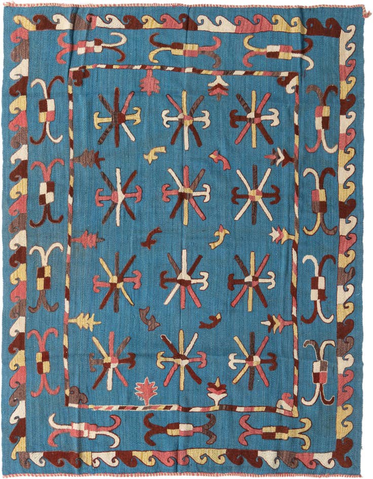 Detail image of 5' 9 x 7' 5 Hand Woven Kilim Suzani Wool Rug