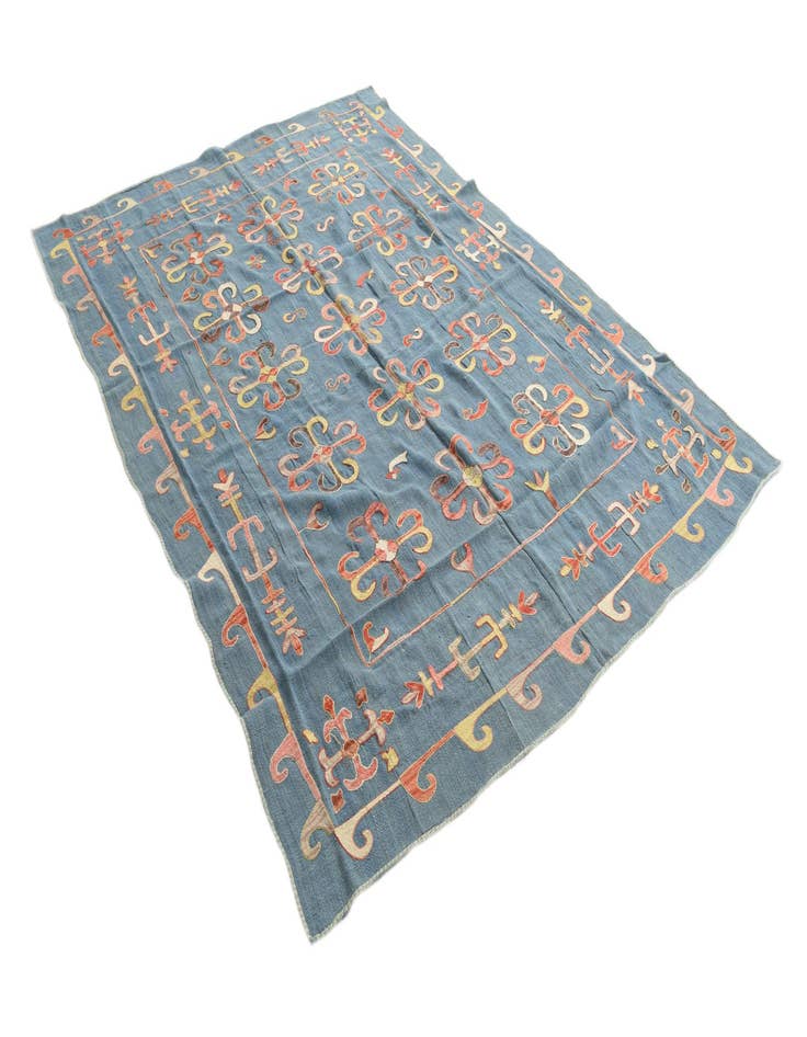 Detail image of 6' 8 x 9' 1  Hand Woven Kilim Suzani Wool Rug