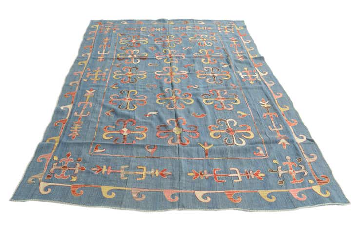 205cm x 275cm Hand Woven Kilim Suzani Wool Rug