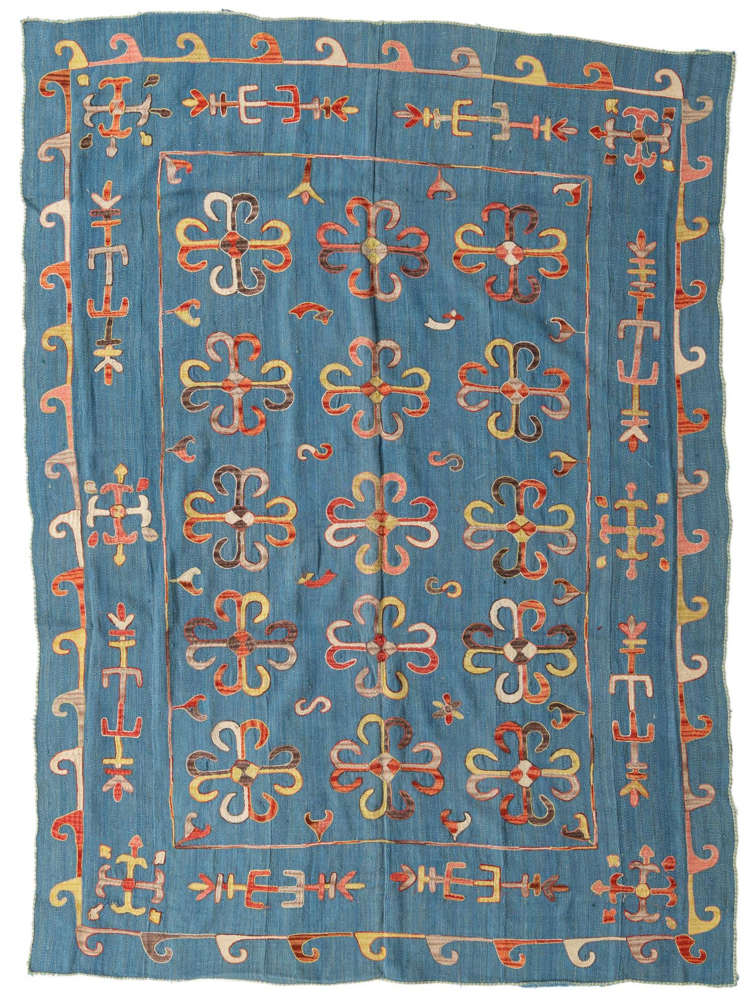 205cm x 275cm Hand Woven Kilim Suzani Wool Rug
