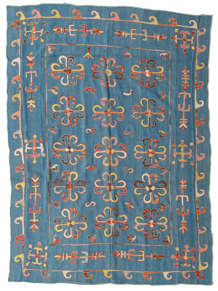 205cm x 275cm Hand Woven Kilim Suzani Wool Rug