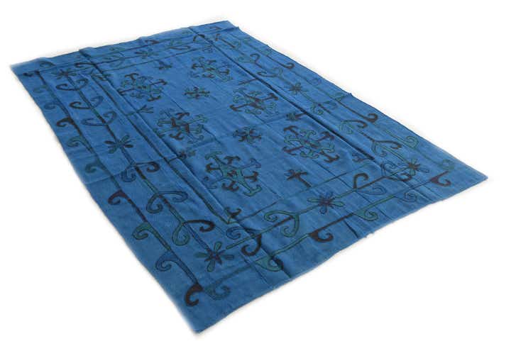 5' 6 x 7' 7 Hand Woven Kilim Suzani Wool Rug