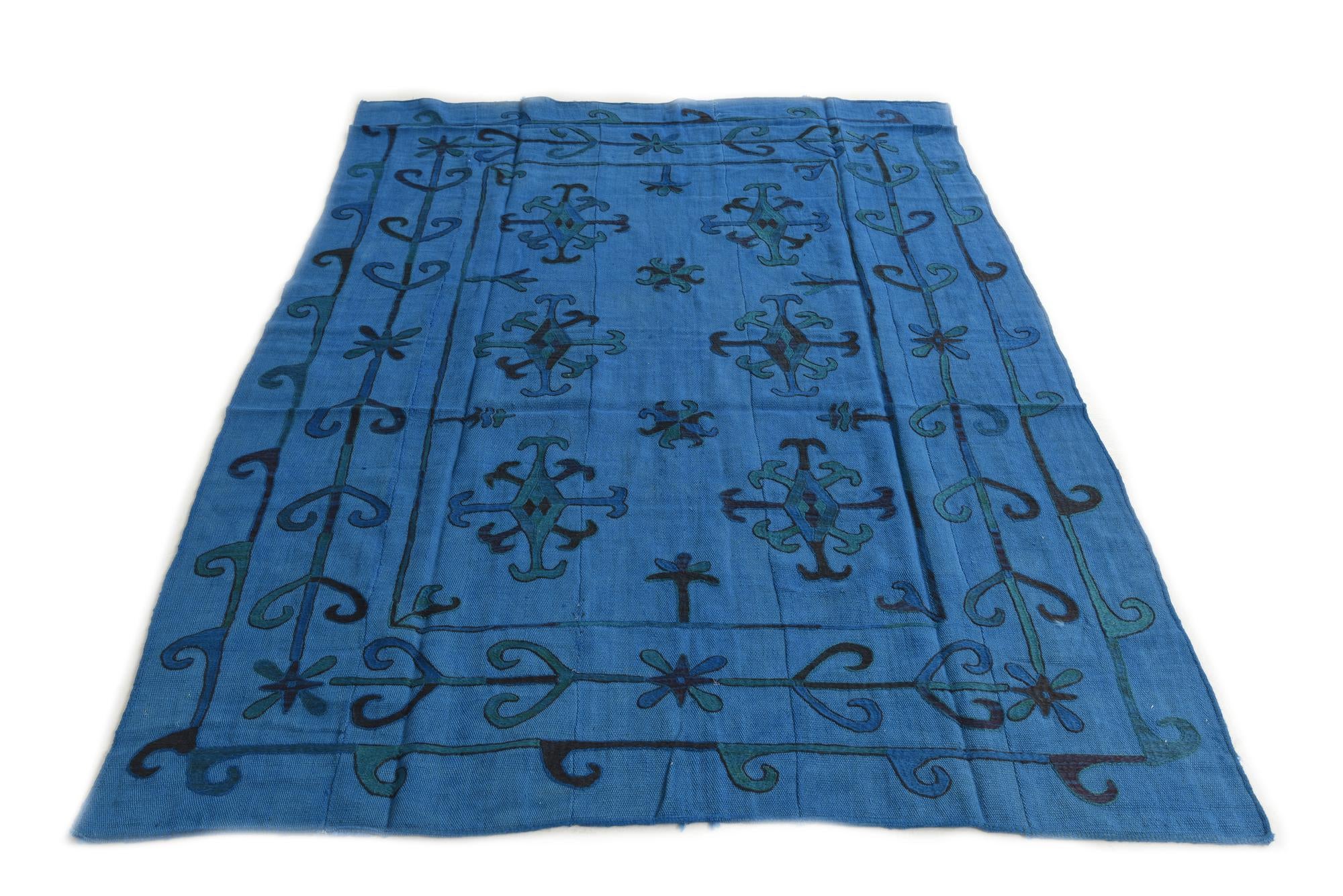 5' 6 x 7' 7 Hand Woven Kilim Suzani Wool Rug