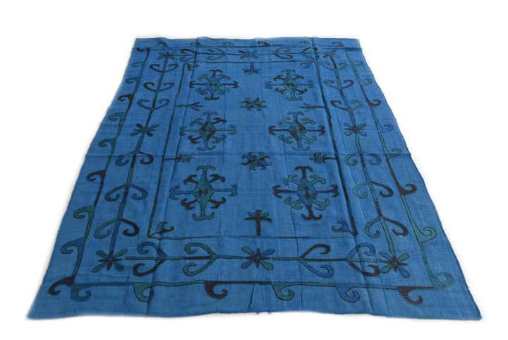 5' 6 x 7' 7 Hand Woven Kilim Suzani Wool Rug