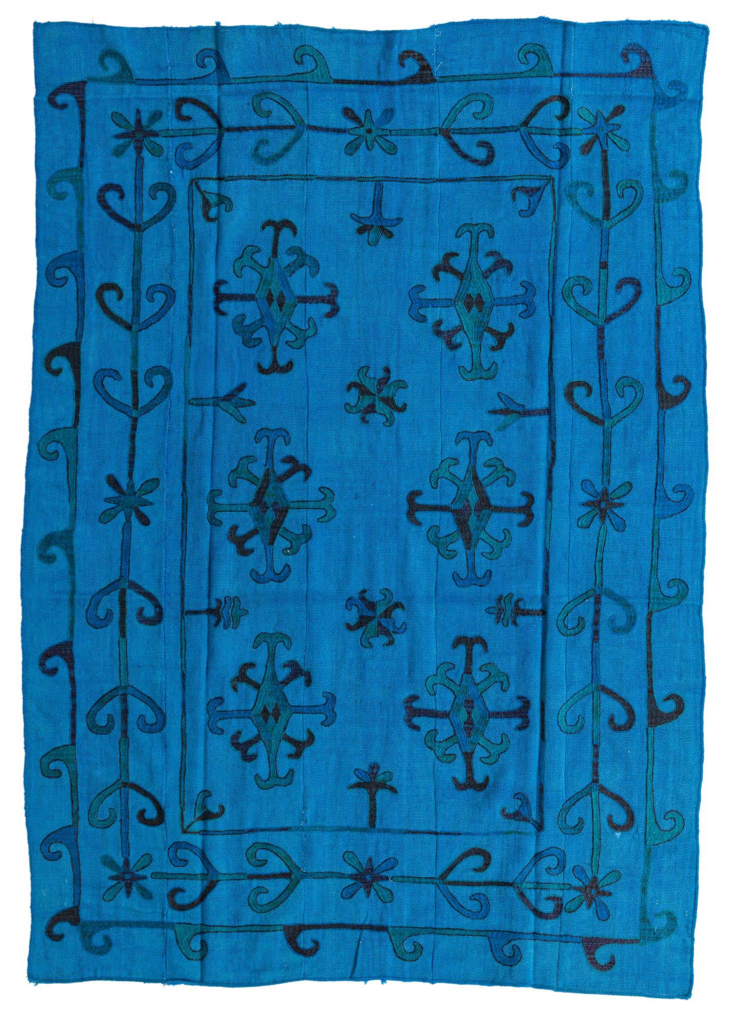 5' 6 x 7' 7 Hand Woven Kilim Suzani Wool Rug