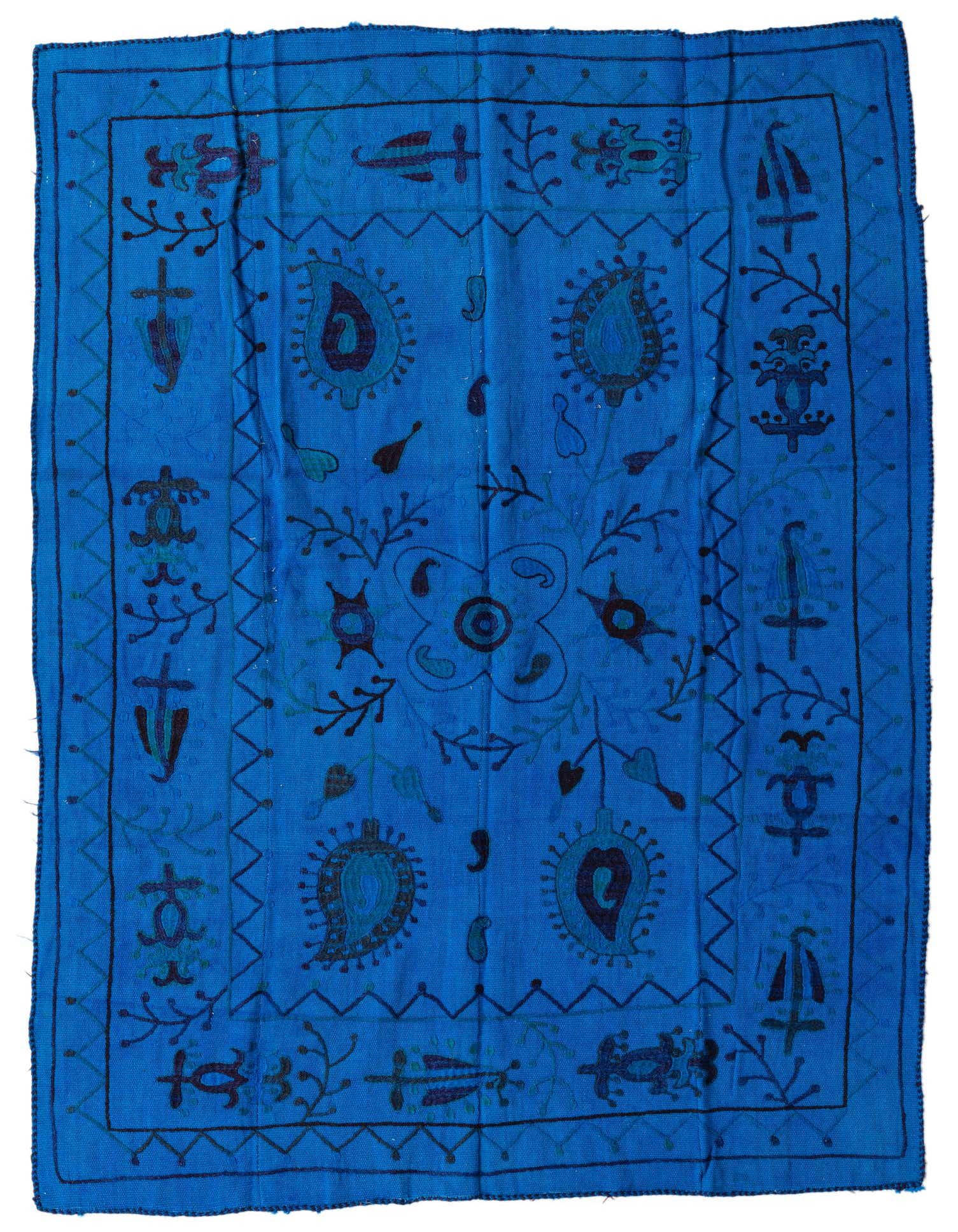 4' 10 x 6' 6 Hand Woven Kilim Suzani Wool Rug