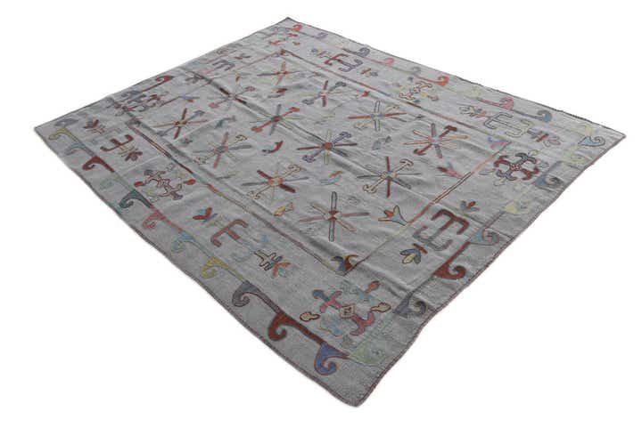 5' 10 x 7' 2 Hand Woven Kilim Suzani Wool Rug
