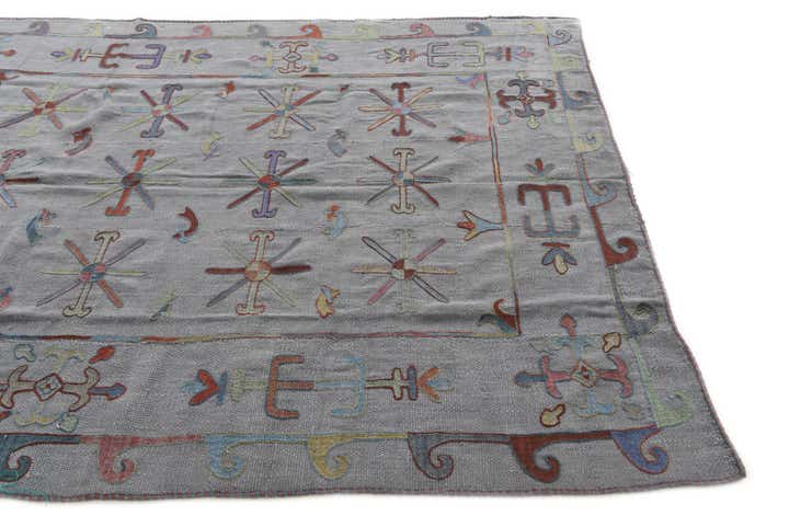 5' 10 x 7' 2 Hand Woven Kilim Suzani Wool Rug