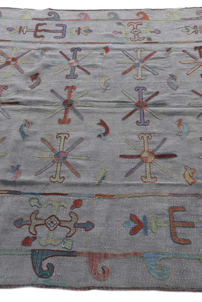 5' 10 x 7' 2 Hand Woven Kilim Suzani Wool Rug